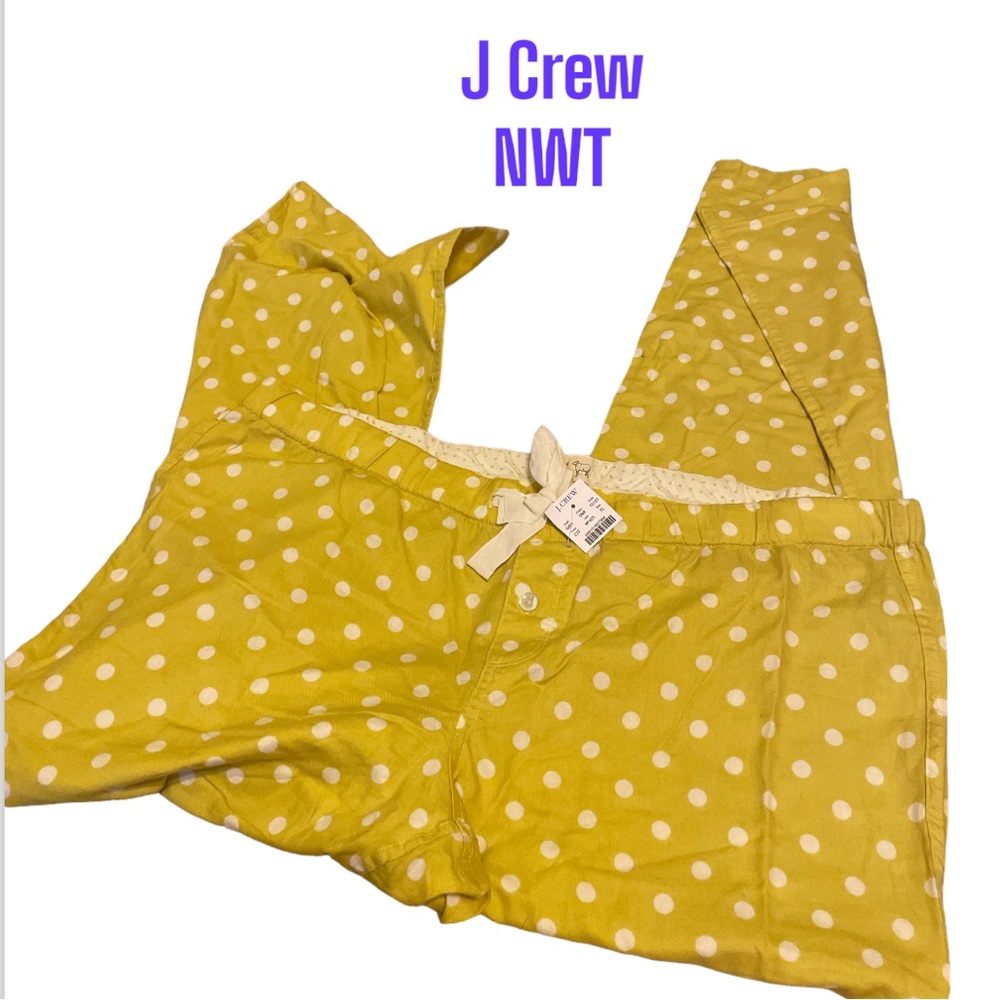 J Crew Yellow Polka Dot PJ Pants XL NWT
